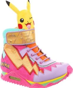 Irregular Choice Pokémon Flames And Bolts High Tops Sneakers Pink New In