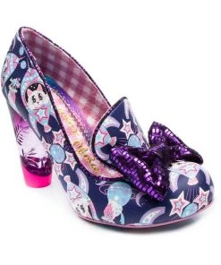 Irregular Choice Oz Space Cats Pumps Navy Blue