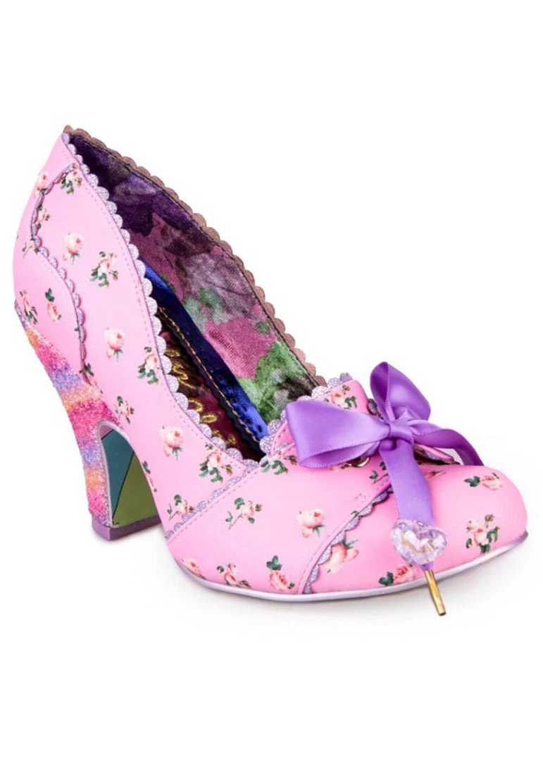 New In Irregular Choice Tied In A Bow 50's Rainbow Pumps Pink