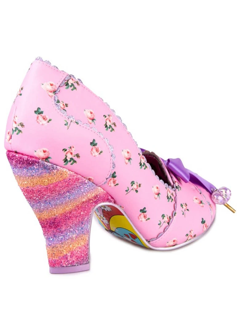 New In Irregular Choice Tied In A Bow 50's Rainbow Pumps Pink