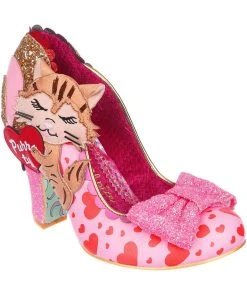 New In Irregular Choice Smitten Kittens Cat 50's Pumps Pink