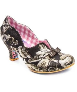 Irregular Choice Hold Up Floral Pumps Black New In