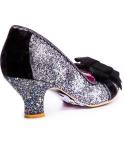 New In Irregular Choice Party Snow Queen 50's Pumps Black Silver