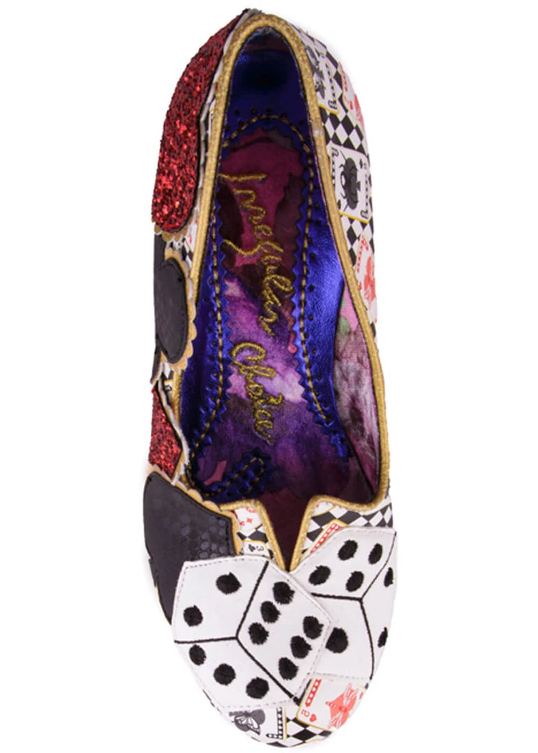Irregular Choice Playing Cards Showdown 50's Pumps Black New In