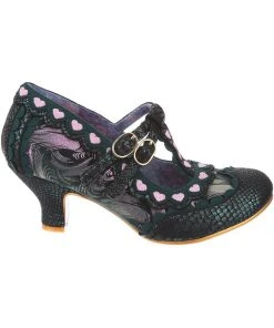 Irregular Choice Serendipity Hearts 50's Pumps Green New In