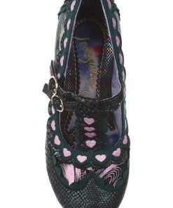Irregular Choice Serendipity Hearts 50's Pumps Green New In