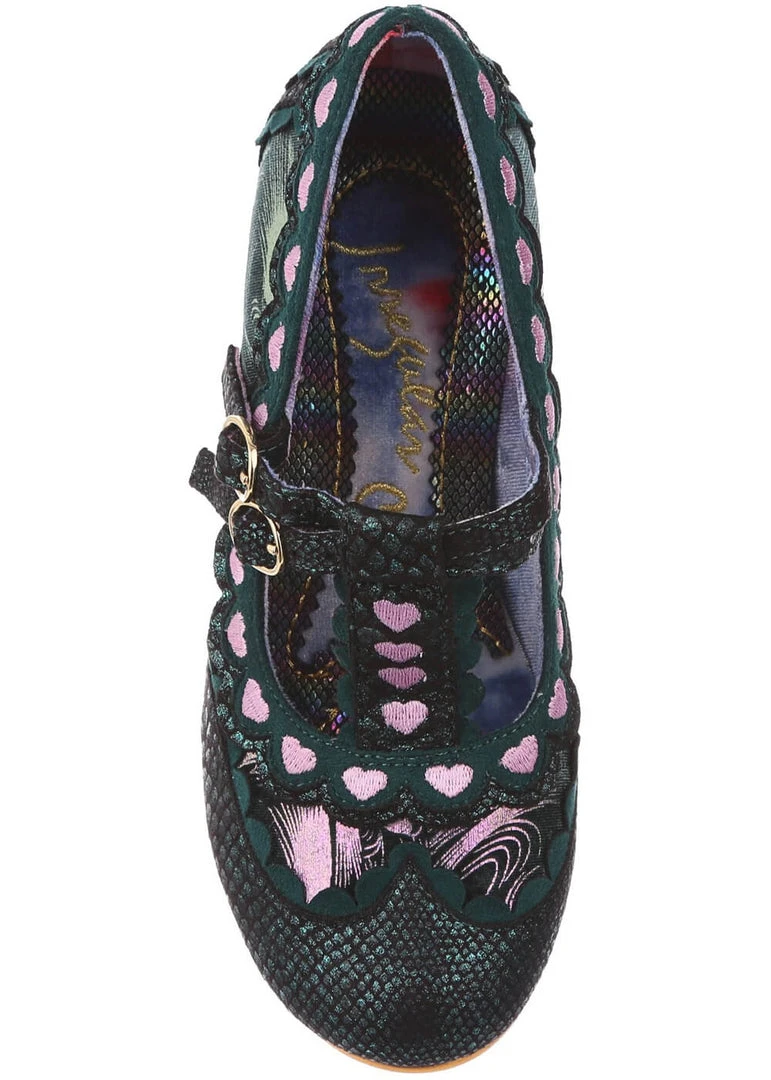 Irregular Choice Serendipity Hearts 50's Pumps Green New In