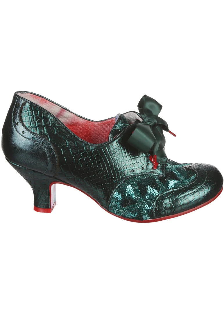 Irregular Choice Cobbles 40's Pumps Dark Green New In