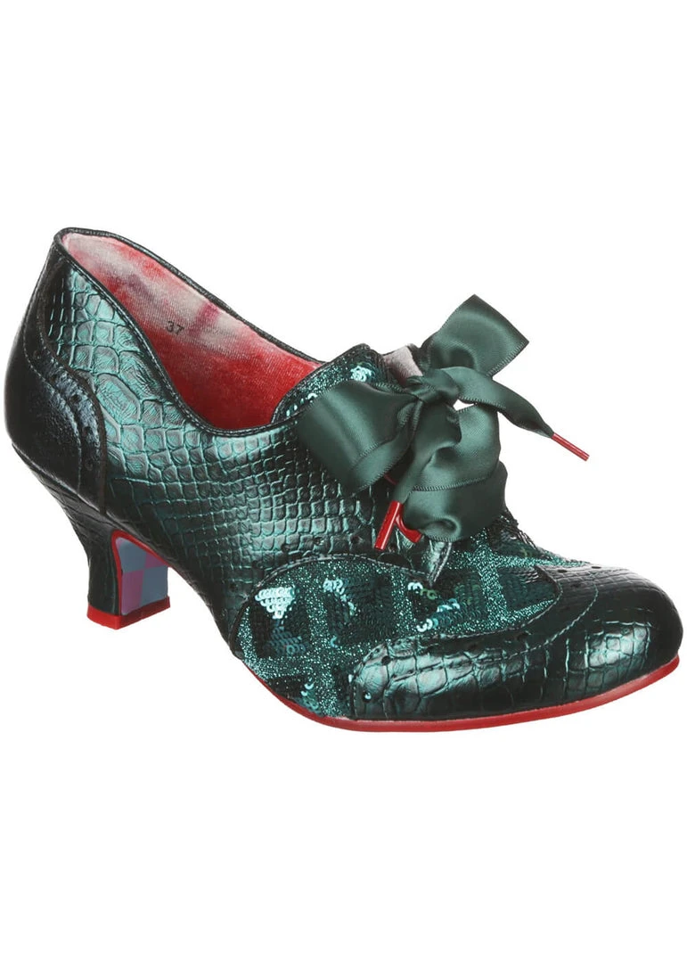 Irregular Choice Cobbles 40's Pumps Dark Green New In