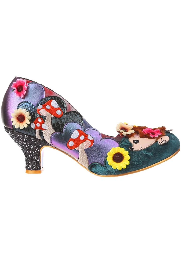 Irregular Choice Hedgerow Happiness 50's Pumps Green New In