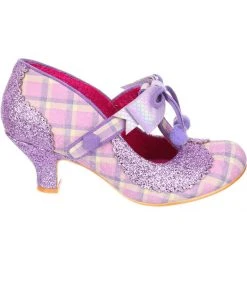 Irregular Choice Charming Chum Tartan 40's Pumps Lilac New In
