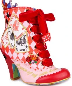 New In Irregular Choice Playing Cards Full House Boots Red