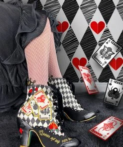 Irregular Choice Playing Cards Full House Boots Black New In