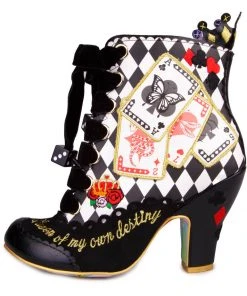 Irregular Choice Playing Cards Full House Boots Black New In