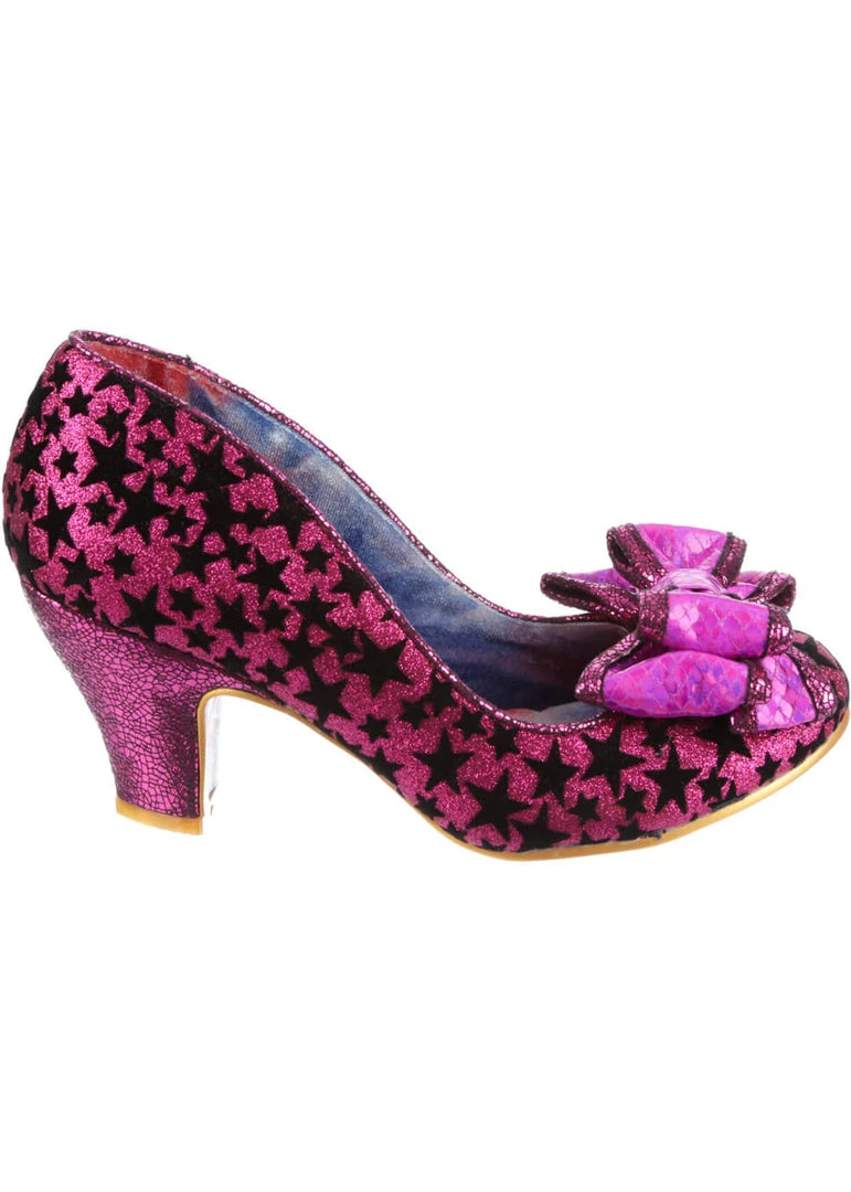 Irregular Choice Ban Joe Stars 70's Pumps Dark Pink