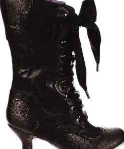 New In Irregular Choice Chimney Smoke 40's Boots Black