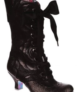 New In Irregular Choice Chimney Smoke 40's Boots Black