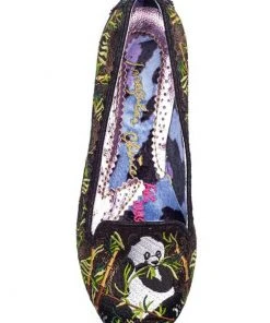 Irregular Choice Panda Pop Ballerinas Black Gold New In