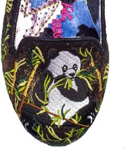 Irregular Choice Panda Pop Ballerinas Black Gold New In