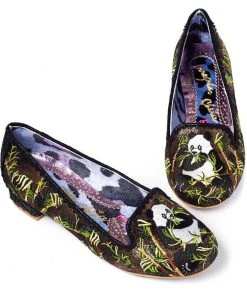 Irregular Choice Panda Pop Ballerinas Black Gold New In