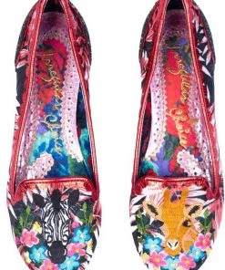 Irregular Choice Savannah Giraffe Zebra Flats Black New In