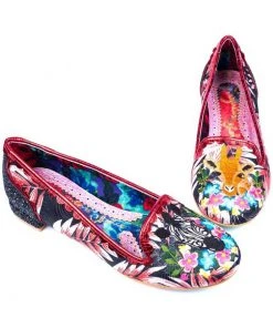 Irregular Choice Savannah Giraffe Zebra Flats Black New In