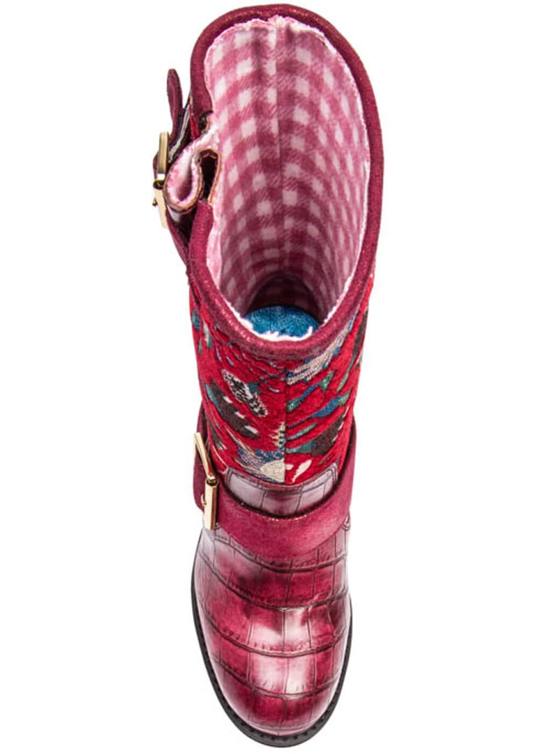 Irregular Choice Great Escape Floral Boots Red New In