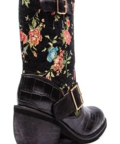 Irregular Choice Great Escape Floral Boots Black New In