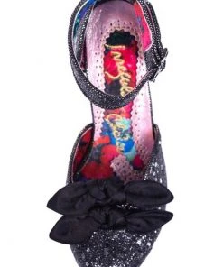 New In Irregular Choice Flickety Kiss Glitter 50's Pumps Black