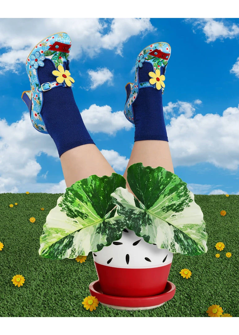 New In Irregular Choice Happy Houseplant Pumps Blue