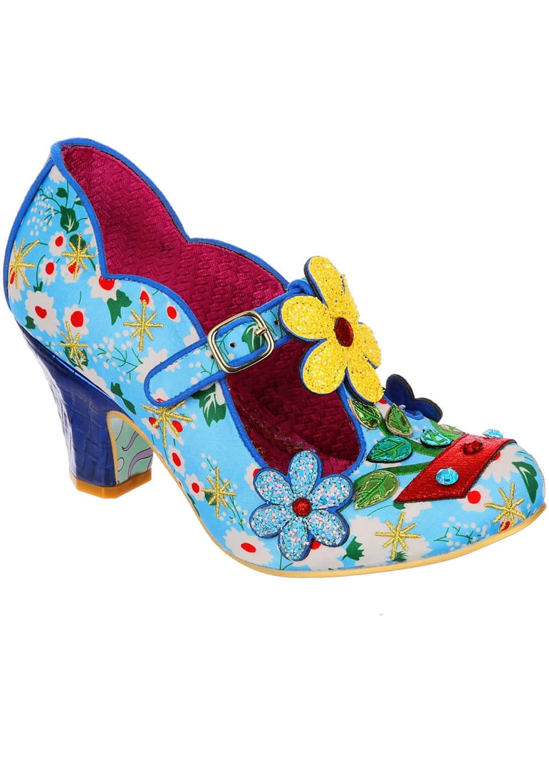 New In Irregular Choice Happy Houseplant Pumps Blue
