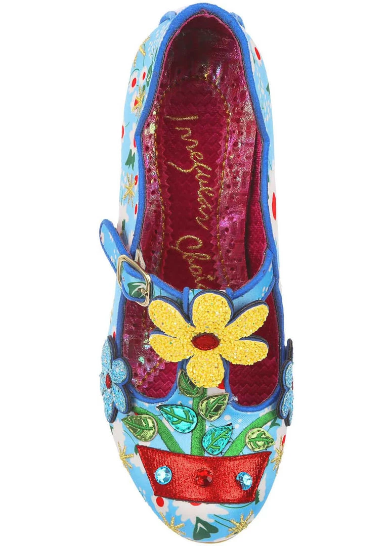 New In Irregular Choice Happy Houseplant Pumps Blue
