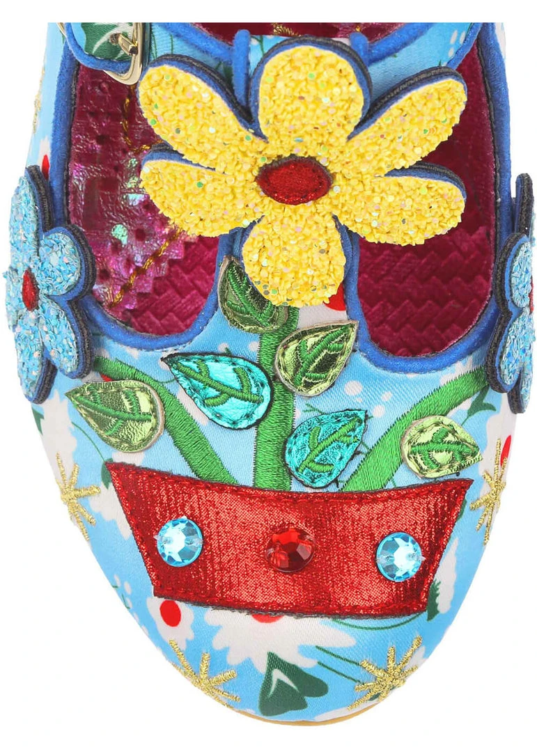 New In Irregular Choice Happy Houseplant Pumps Blue