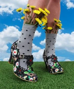 Irregular Choice Happy Houseplant Pumps Black New In