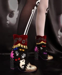 New In Irregular Choice Halloween Who's There? Boots Black