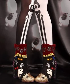 New In Irregular Choice Halloween Who's There? Boots Black