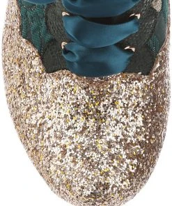 New In Irregular Choice Fancy A Cuppa Glitter 40's Ankle Boots Green