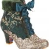 New In Irregular Choice Fancy A Cuppa Glitter 40's Ankle Boots Green