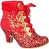 Irregular Choice Fancy A Cuppa Glitter 40's Ankle Boots Red New In