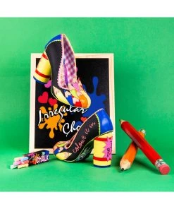 Irregular Choice Colour It In Chalk 60's Pumps Black New In