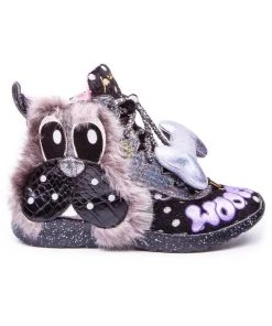 Irregular Choice Good Boy Dog 80's Sneakers Black Silver