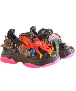 New In Irregular Choice That's It Crab Sneakers Black Silver