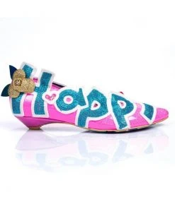 New In Irregular Choice Happy Smile Pumps Pink Blue