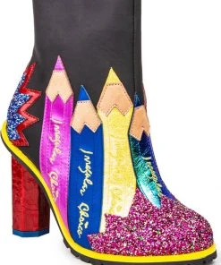 Irregular Choice Chalk It Up 60's Boots Black New In