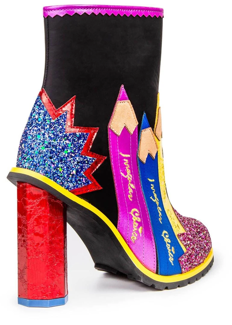 Irregular Choice Chalk It Up 60's Boots Black New In