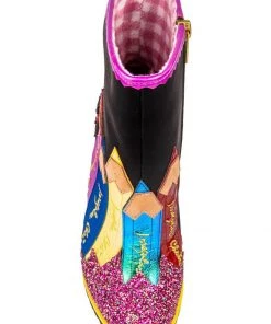 Irregular Choice Chalk It Up 60's Boots Black New In