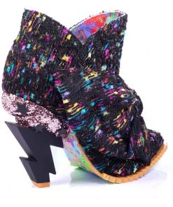Irregular Choice Power Surge Lightning Bolt 70's Boots Black New In