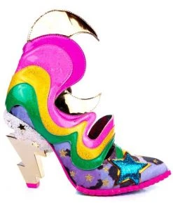 Irregular Choice Galactic Thunder Lightning Bolt Rainbow 70's Pumps Pink New In
