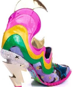 Irregular Choice Galactic Thunder Lightning Bolt Rainbow 70's Pumps Pink New In