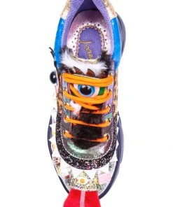 New In Irregular Choice Gaming Raver Quaver 80's Trainers Blue Green